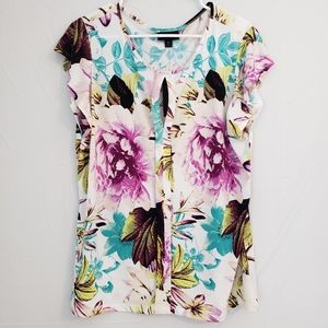 Women's Floral Keyhole Blouse